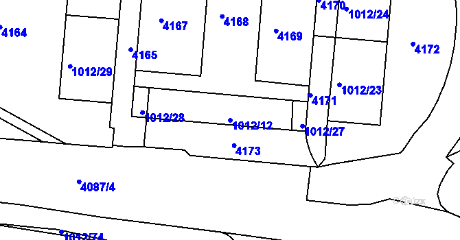 Parcela st. 1012/12 v KÚ Komín, Katastrální mapa