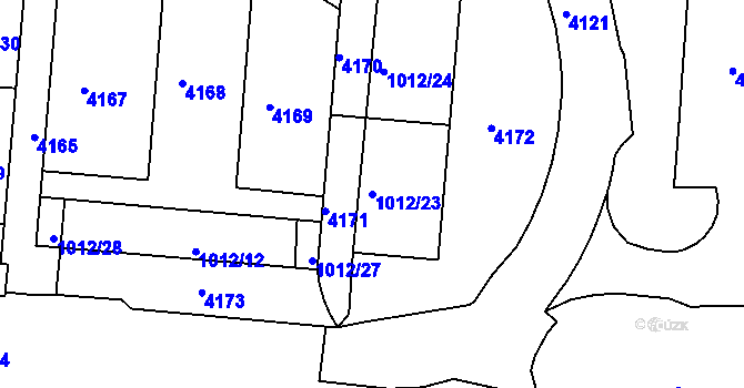 Parcela st. 1012/23 v KÚ Komín, Katastrální mapa
