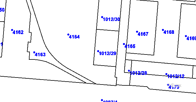 Parcela st. 1012/29 v KÚ Komín, Katastrální mapa