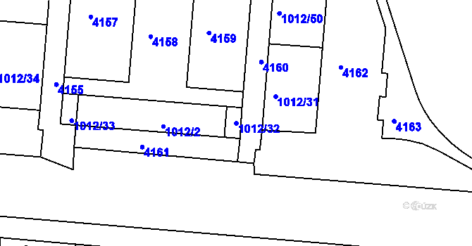 Parcela st. 1012/32 v KÚ Komín, Katastrální mapa