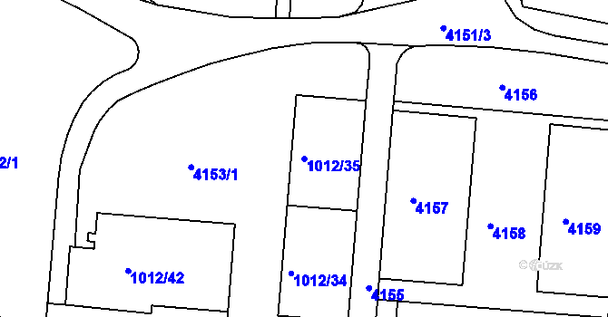 Parcela st. 1012/35 v KÚ Komín, Katastrální mapa