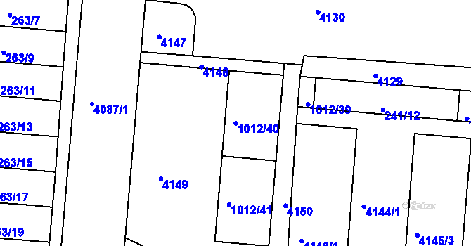 Parcela st. 1012/40 v KÚ Komín, Katastrální mapa
