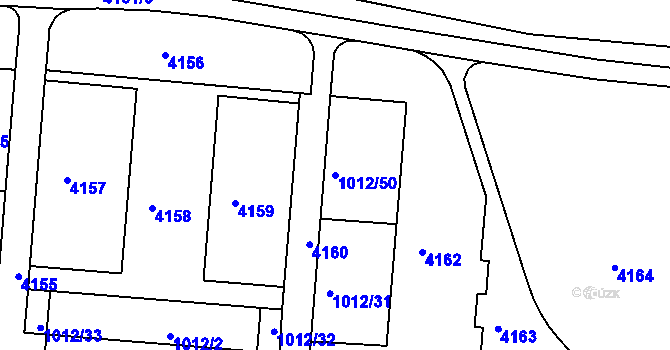 Parcela st. 1012/50 v KÚ Komín, Katastrální mapa