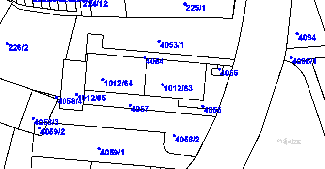 Parcela st. 1012/63 v KÚ Komín, Katastrální mapa