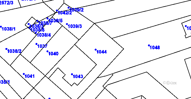 Parcela st. 1044 v KÚ Komín, Katastrální mapa