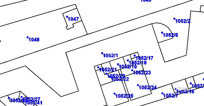 Parcela st. 1052/1 v KÚ Komín, Katastrální mapa
