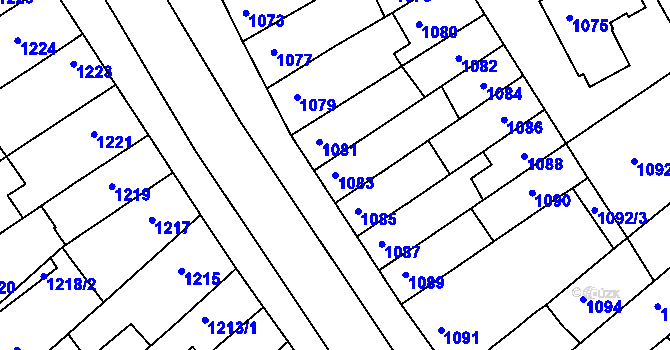 Parcela st. 1083 v KÚ Komín, Katastrální mapa
