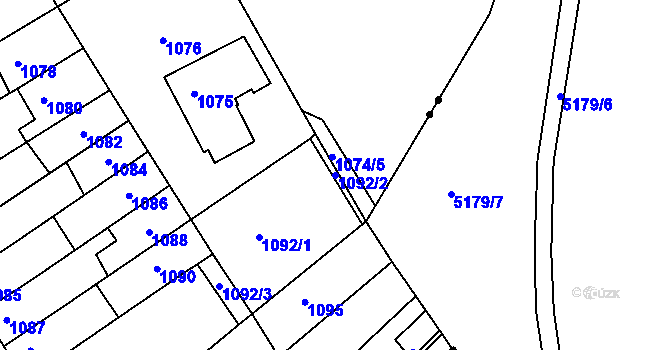 Parcela st. 1092/2 v KÚ Komín, Katastrální mapa
