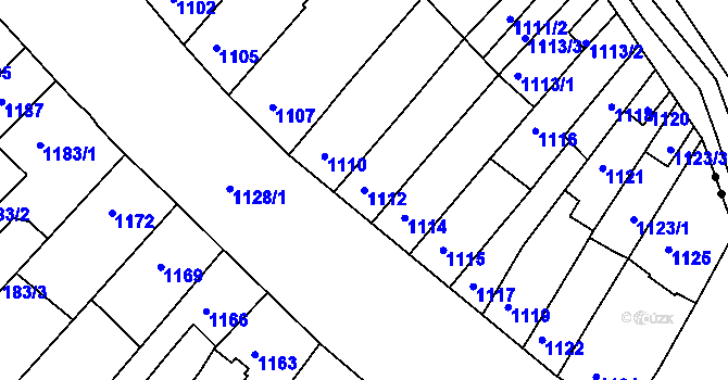 Parcela st. 1112 v KÚ Komín, Katastrální mapa