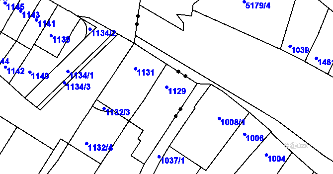 Parcela st. 1129 v KÚ Komín, Katastrální mapa