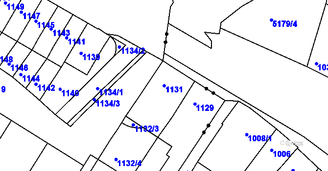 Parcela st. 1131 v KÚ Komín, Katastrální mapa