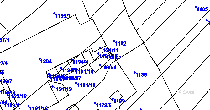 Parcela st. 1190/2 v KÚ Komín, Katastrální mapa