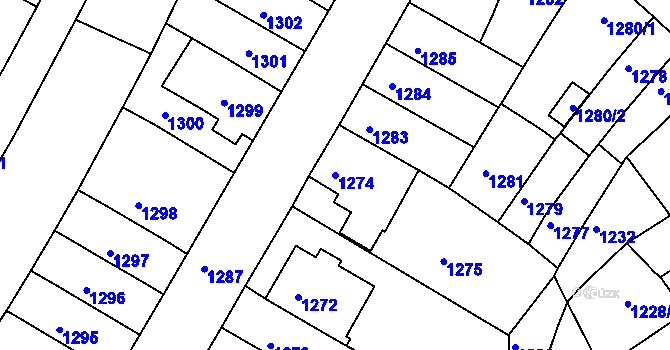 Parcela st. 1274 v KÚ Komín, Katastrální mapa
