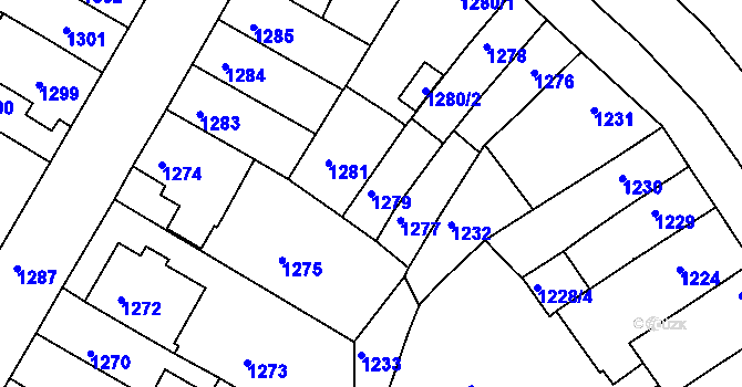 Parcela st. 1279 v KÚ Komín, Katastrální mapa