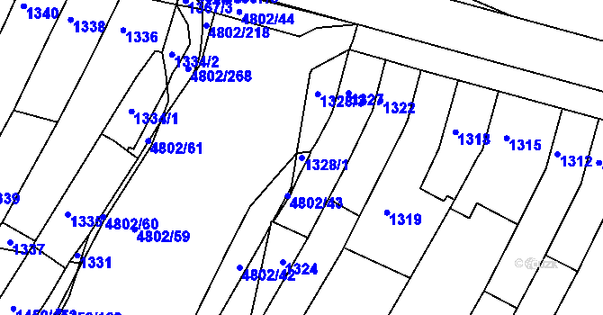 Parcela st. 1328/1 v KÚ Komín, Katastrální mapa