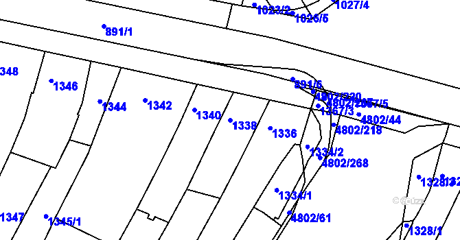 Parcela st. 1338 v KÚ Komín, Katastrální mapa