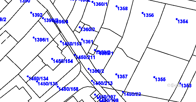 Parcela st. 1359/1 v KÚ Komín, Katastrální mapa