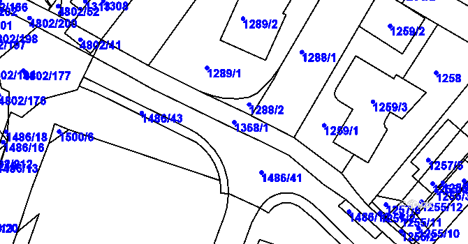 Parcela st. 1368/1 v KÚ Komín, Katastrální mapa