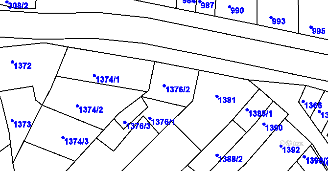 Parcela st. 1376/2 v KÚ Komín, Katastrální mapa
