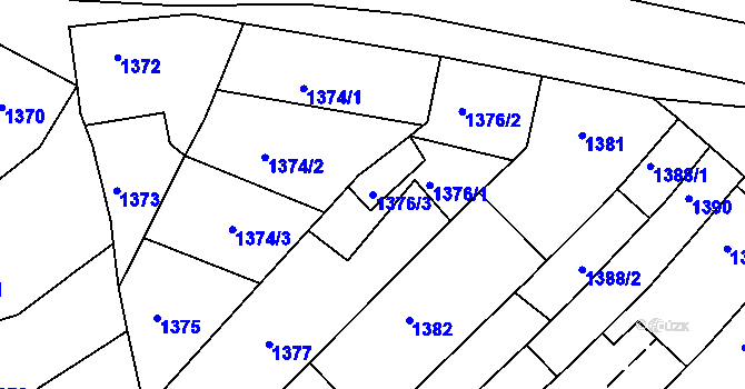 Parcela st. 1376/3 v KÚ Komín, Katastrální mapa