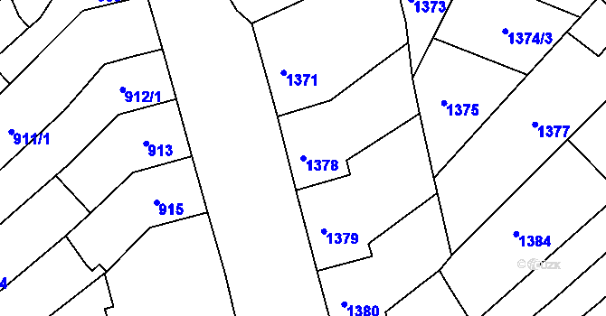 Parcela st. 1378 v KÚ Komín, Katastrální mapa