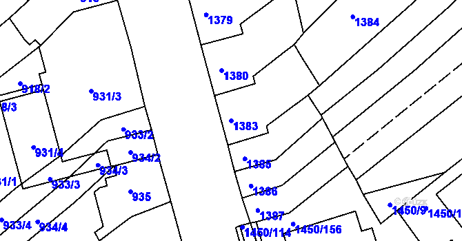 Parcela st. 1383 v KÚ Komín, Katastrální mapa