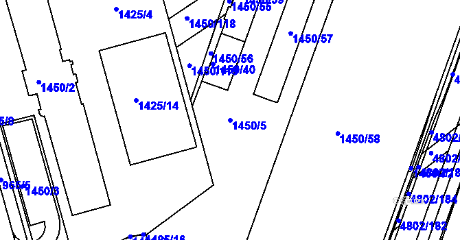 Parcela st. 1450/5 v KÚ Komín, Katastrální mapa