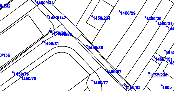 Parcela st. 1450/89 v KÚ Komín, Katastrální mapa