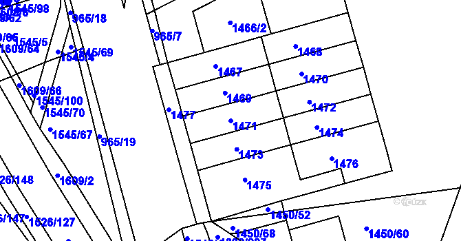 Parcela st. 1471 v KÚ Komín, Katastrální mapa
