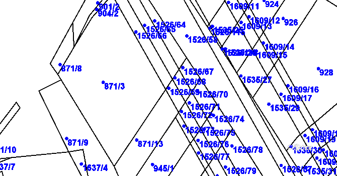 Parcela st. 1526/69 v KÚ Komín, Katastrální mapa