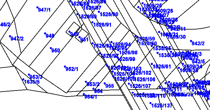 Parcela st. 1526/96 v KÚ Komín, Katastrální mapa