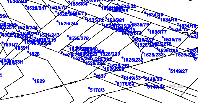 Parcela st. 1526/238 v KÚ Komín, Katastrální mapa