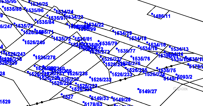 Parcela st. 1526/274 v KÚ Komín, Katastrální mapa