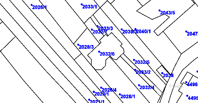 Parcela st. 2032/6 v KÚ Komín, Katastrální mapa