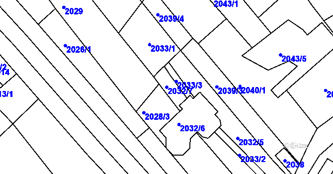 Parcela st. 2032/7 v KÚ Komín, Katastrální mapa