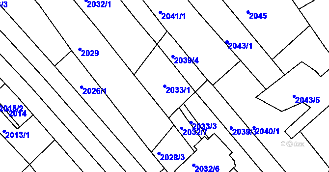 Parcela st. 2033/1 v KÚ Komín, Katastrální mapa