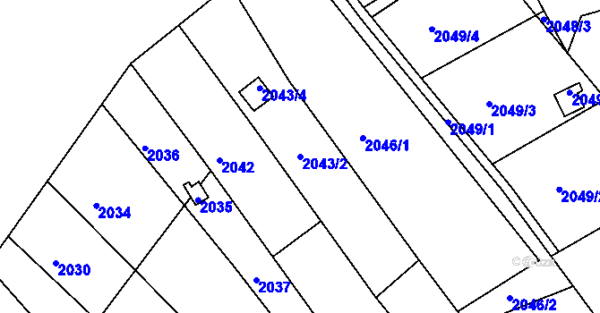 Parcela st. 2043/2 v KÚ Komín, Katastrální mapa