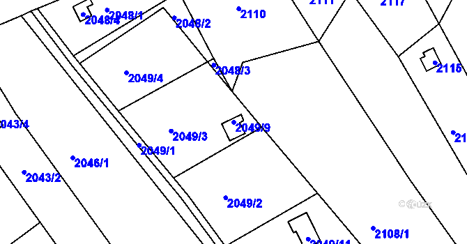 Parcela st. 2049/9 v KÚ Komín, Katastrální mapa