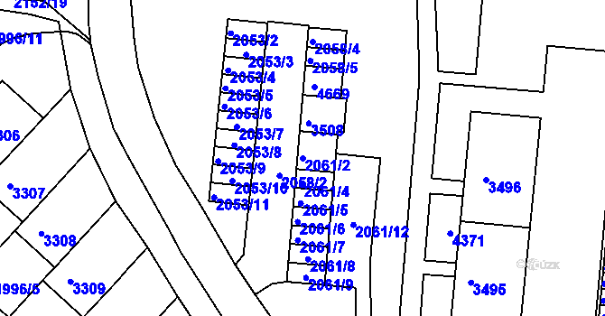 Parcela st. 2061/2 v KÚ Komín, Katastrální mapa