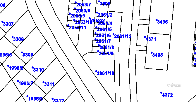 Parcela st. 2061/9 v KÚ Komín, Katastrální mapa