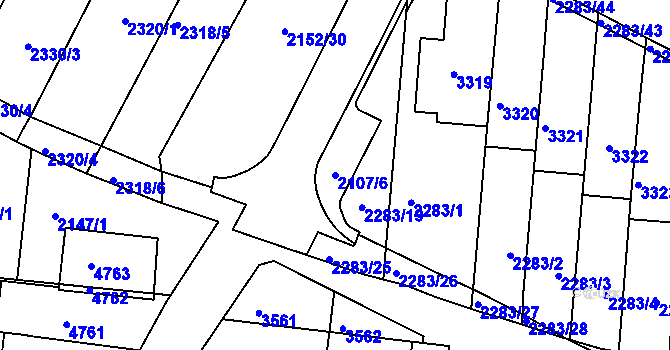 Parcela st. 2107/6 v KÚ Komín, Katastrální mapa