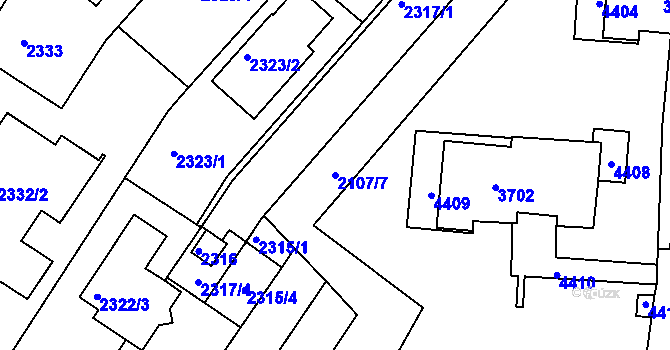 Parcela st. 2107/7 v KÚ Komín, Katastrální mapa