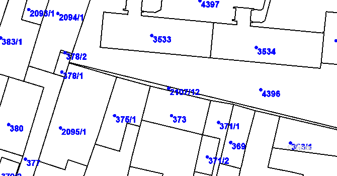 Parcela st. 2107/12 v KÚ Komín, Katastrální mapa