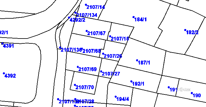 Parcela st. 2107/26 v KÚ Komín, Katastrální mapa