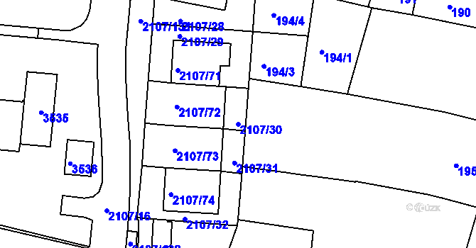 Parcela st. 2107/30 v KÚ Komín, Katastrální mapa