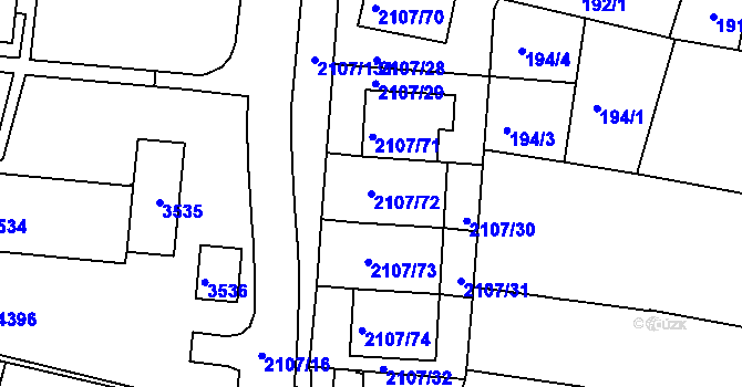 Parcela st. 2107/72 v KÚ Komín, Katastrální mapa