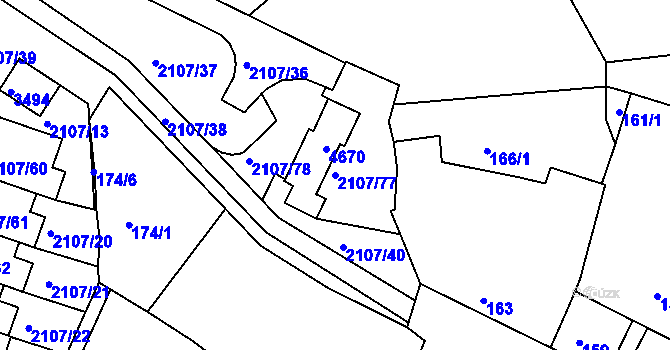 Parcela st. 2107/77 v KÚ Komín, Katastrální mapa
