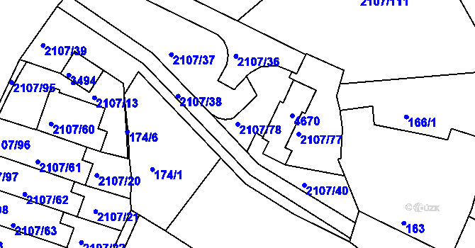 Parcela st. 2107/78 v KÚ Komín, Katastrální mapa