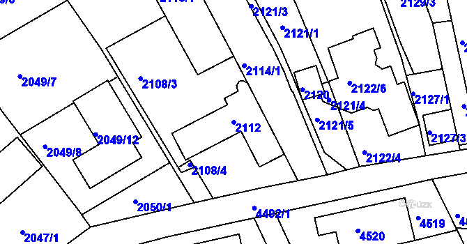 Parcela st. 2112 v KÚ Komín, Katastrální mapa