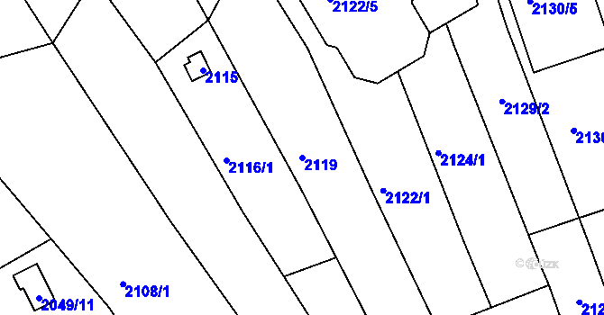 Parcela st. 2119 v KÚ Komín, Katastrální mapa